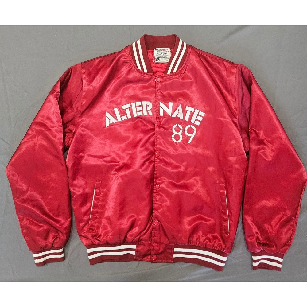 Sneak Gallery Varsity Jacket Mens XL Red Alternate 89 Flight Satin
